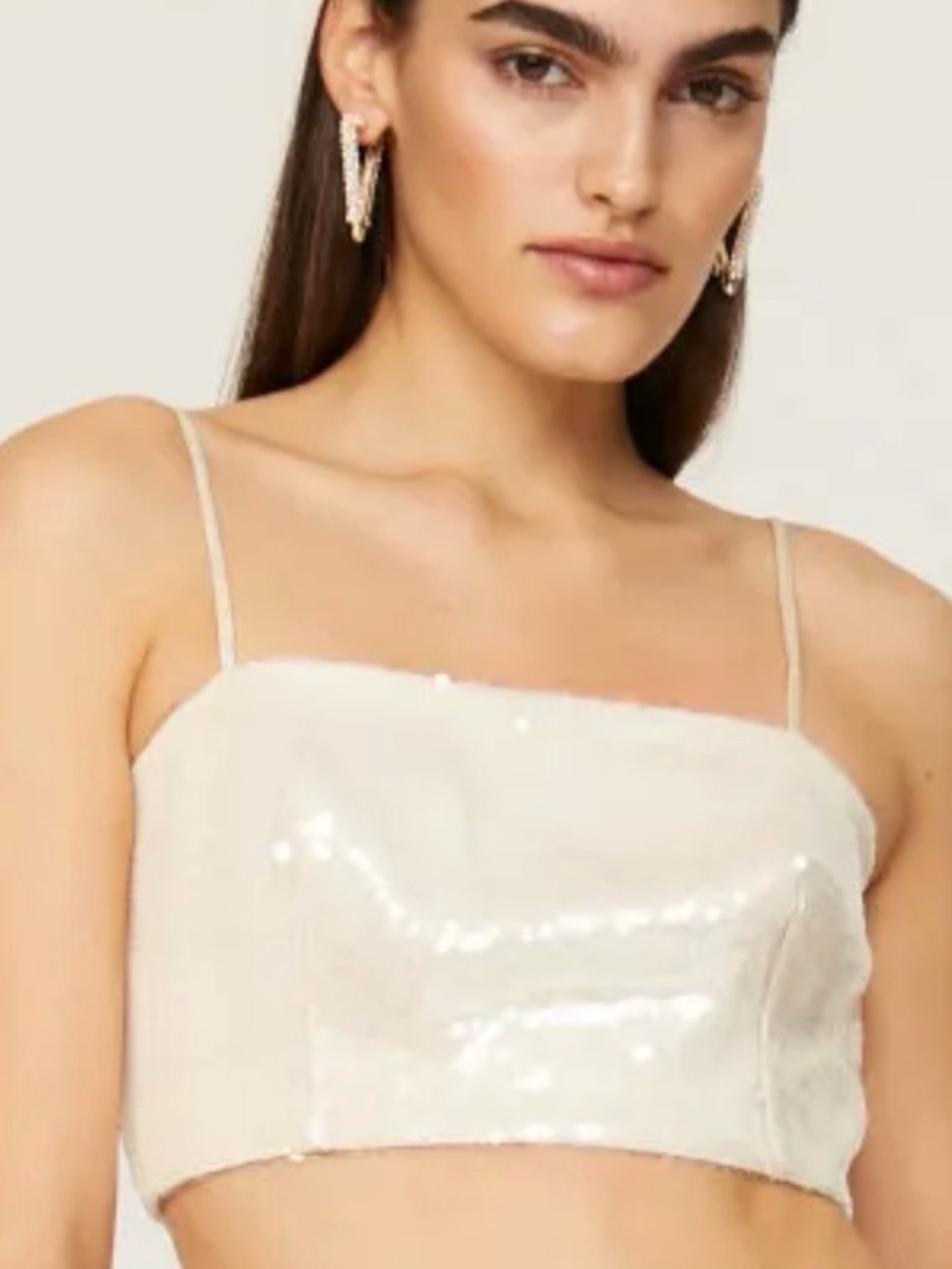 cinq a sept Nikki Cream Sequin Top L